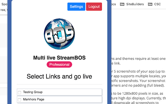 Multi live StreamBOS  from Chrome web store to be run with OffiDocs Chromium online