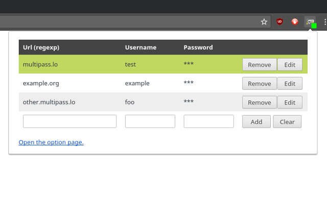 MultiPass Disarmed for HTTP basic auth  from Chrome web store to be run with OffiDocs Chromium online