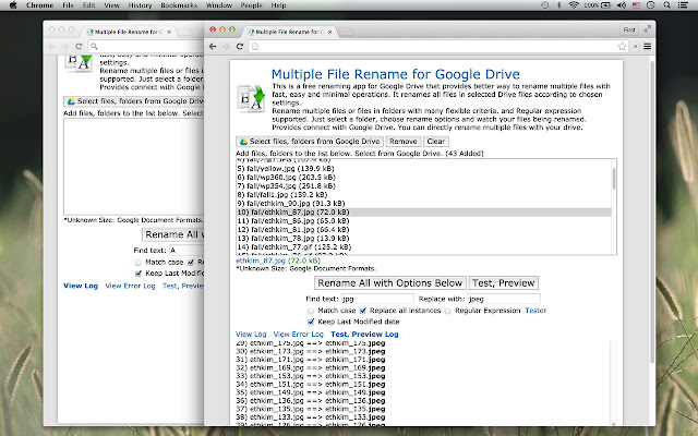 Multiple File Rename for Google Drive  from Chrome web store to be run with OffiDocs Chromium online