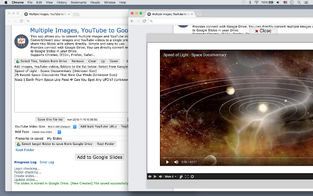 Multiple Images, YouTube to Google Slides  from Chrome web store to be run with OffiDocs Chromium online