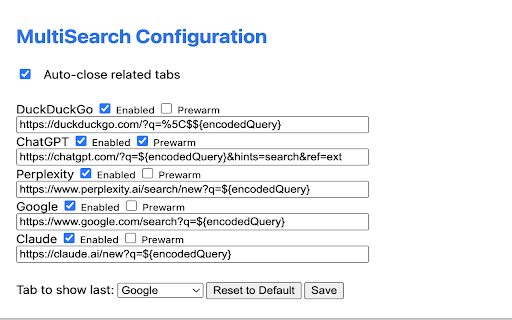 Multi Search Extension  from Chrome web store to be run with OffiDocs Chromium online