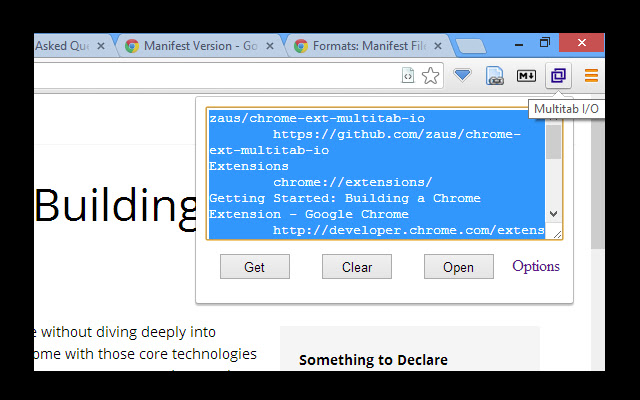 Multitab I/O  from Chrome web store to be run with OffiDocs Chromium online