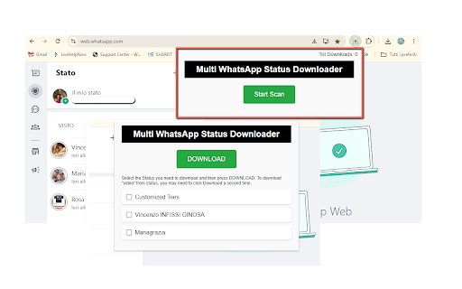 Multi WhatsApp Status Downloader  from Chrome web store to be run with OffiDocs Chromium online