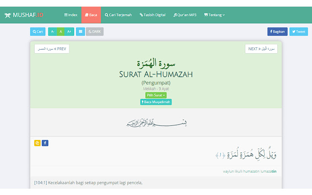 Mushaf.id  from Chrome web store to be run with OffiDocs Chromium online