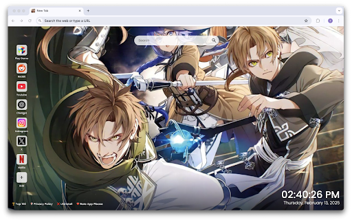 Mushoku Tensei Wallpapers New Tab Anime Extension  from Chrome web store to be run with OffiDocs Chromium online