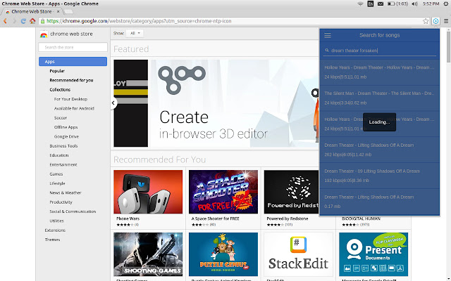 Musica  from Chrome web store to be run with OffiDocs Chromium online