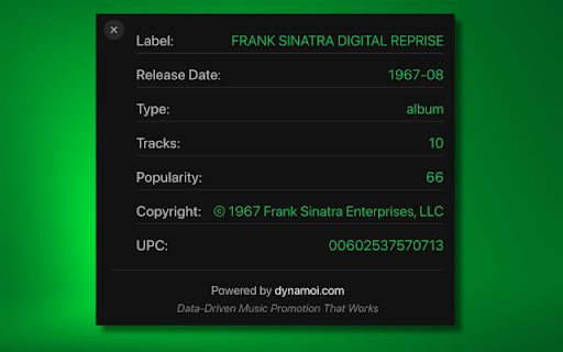 Music Data Lens  from Chrome web store to be run with OffiDocs Chromium online