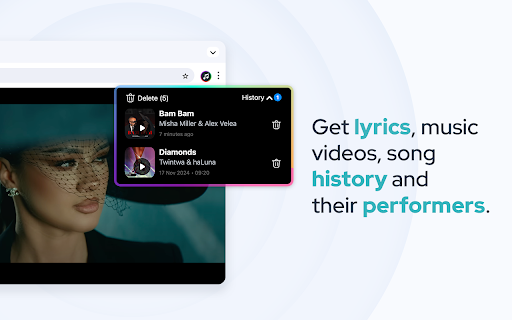 Music Identifier Find any song from browser  from Chrome web store to be run with OffiDocs Chromium online