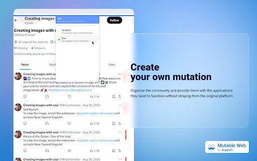Mutable Web  from Chrome web store to be run with OffiDocs Chromium online