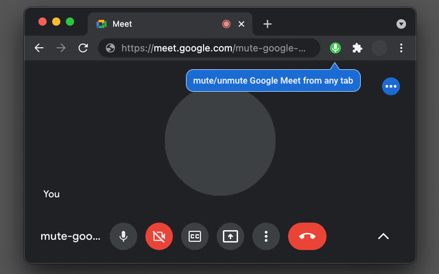 Mute Google Meet  from Chrome web store to be run with OffiDocs Chromium online