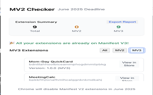 MV2 Checker – Will your extensions survive June 2025?  from Chrome web store to be run with OffiDocs Chromium online