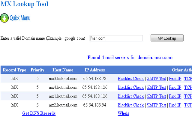 MX Lookup Tool  from Chrome web store to be run with OffiDocs Chromium online