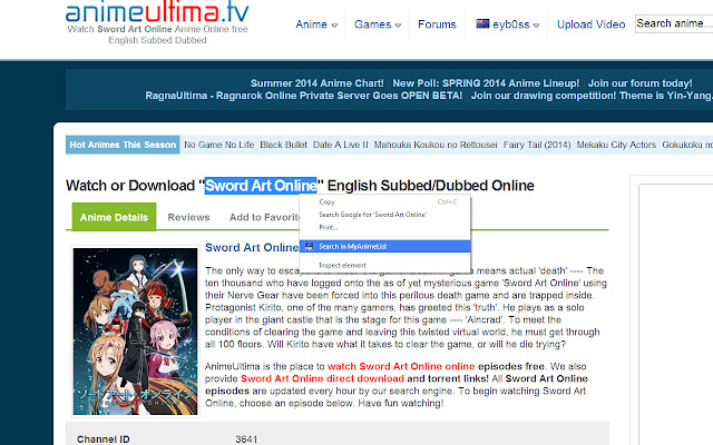 MyAnimeList Searcher  from Chrome web store to be run with OffiDocs Chromium online