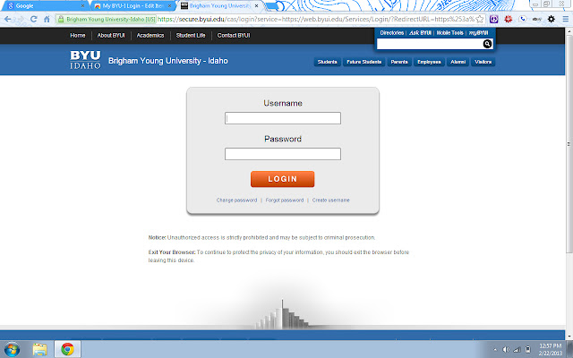 My BYU I Login  from Chrome web store to be run with OffiDocs Chromium online