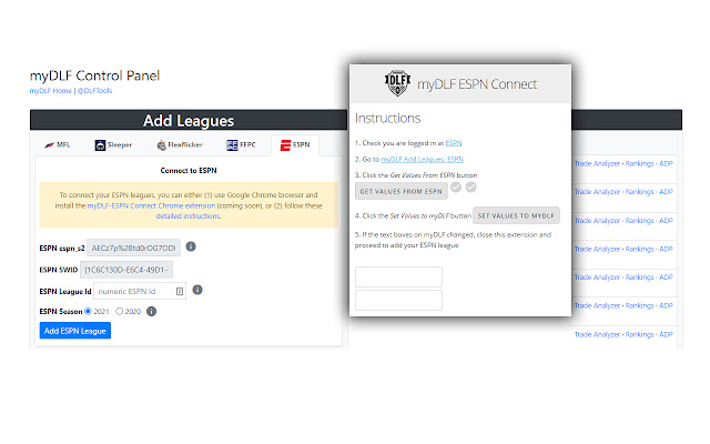 myDLF ESPN Connect  from Chrome web store to be run with OffiDocs Chromium online