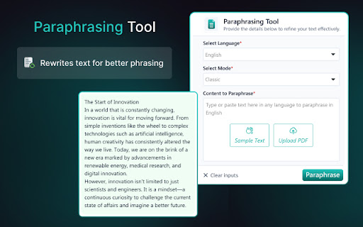 MyEssayWriter: AI Writing Assistant, Paraphraser, and Content Detector  from Chrome web store to be run with OffiDocs Chromium online