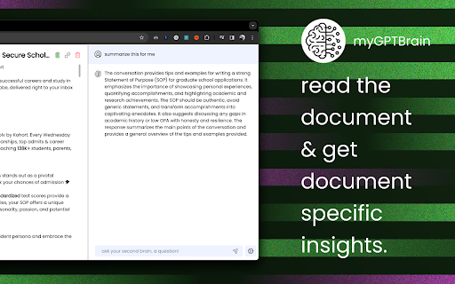 myGPTBrain  from Chrome web store to be run with OffiDocs Chromium online