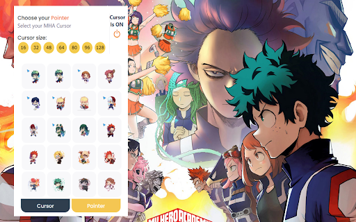 My Hero Academia Cursor  from Chrome web store to be run with OffiDocs Chromium online