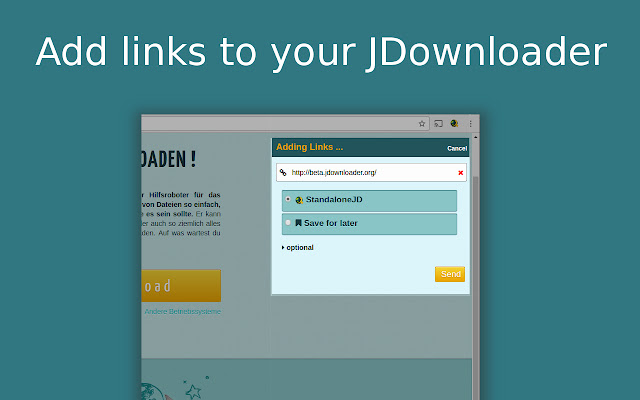 MyJDownloader Browser Extension ຈາກຮ້ານເວັບ Chrome ທີ່ຈະດໍາເນີນການກັບ OffiDocs Chromium ອອນໄລນ໌