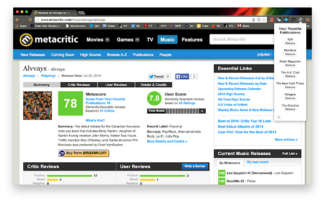 MyMeta Customized Metacritic averages.  from Chrome web store to be run with OffiDocs Chromium online