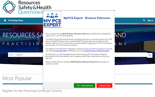 MyPCS Expert Browser Extension  from Chrome web store to be run with OffiDocs Chromium online