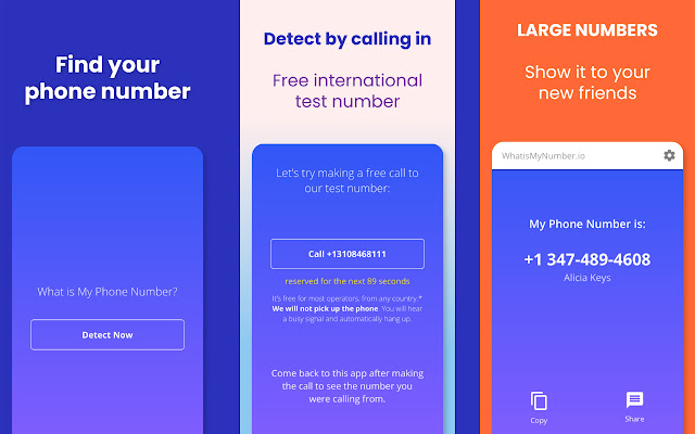 My Phone Number whatismynumber.io  from Chrome web store to be run with OffiDocs Chromium online