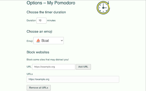 My Pomodoro: work, relax, focus  from Chrome web store to be run with OffiDocs Chromium online