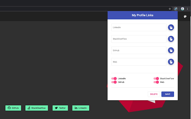 My Profile Links  from Chrome web store to be run with OffiDocs Chromium online