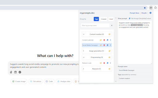 My prompts  from Chrome web store to be run with OffiDocs Chromium online