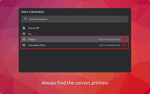 MyQ X Chromebook Client  from Chrome web store to be run with OffiDocs Chromium online