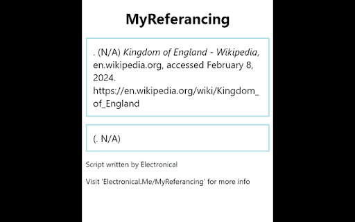 MyReferancing  from Chrome web store to be run with OffiDocs Chromium online