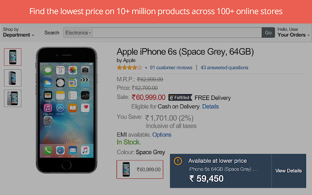 MySmartPrice  from Chrome web store to be run with OffiDocs Chromium online