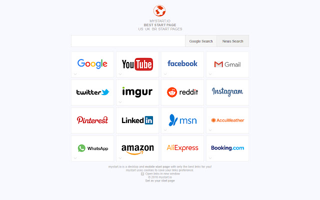 Mystart.io  from Chrome web store to be run with OffiDocs Chromium online