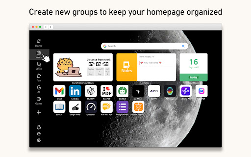MyTab: Custom New Tab Launcher  from Chrome web store to be run with OffiDocs Chromium online