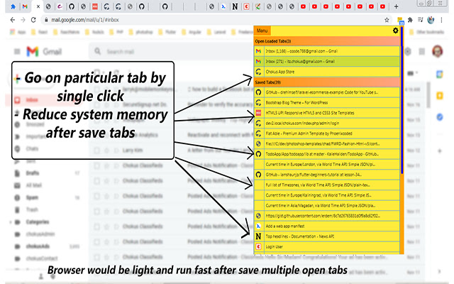 My Tabs Saver: Quick Tab aus dem Chrome-Webshop, der mit OffiDocs Chromium online ausgeführt werden soll