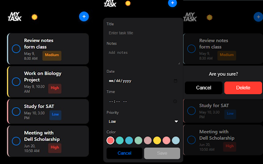 MyTask  from Chrome web store to be run with OffiDocs Chromium online