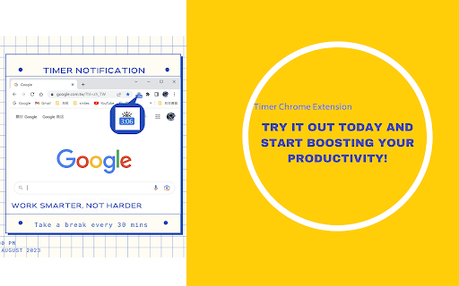 My Timer  from Chrome web store to be run with OffiDocs Chromium online