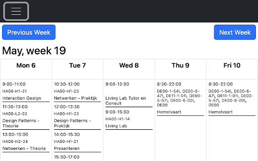 MyTimetable extension  from Chrome web store to be run with OffiDocs Chromium online