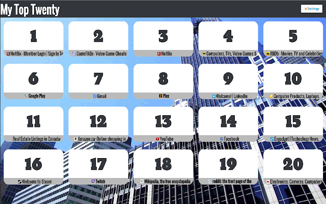 My Top Twenty  from Chrome web store to be run with OffiDocs Chromium online