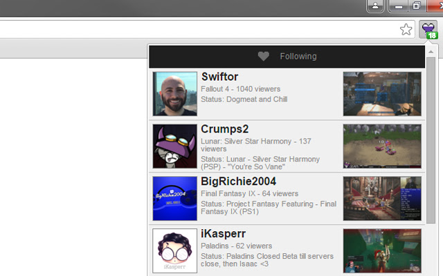 My Twitch Tv Following  from Chrome web store to be run with OffiDocs Chromium online