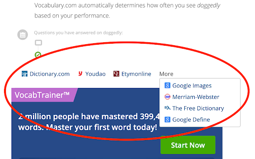 MyVocab  from Chrome web store to be run with OffiDocs Chromium online