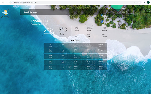 My Weather  from Chrome web store to be run with OffiDocs Chromium online
