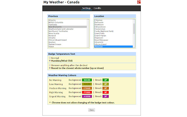My Weather Canada  from Chrome web store to be run with OffiDocs Chromium online