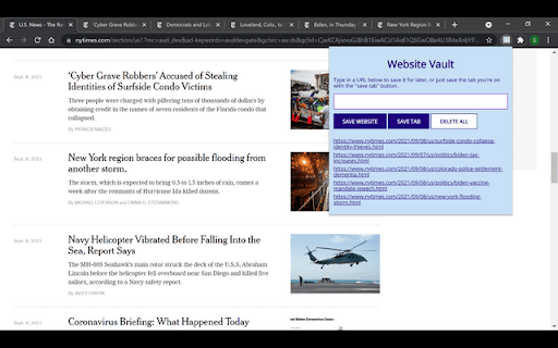 My Website Vault  from Chrome web store to be run with OffiDocs Chromium online