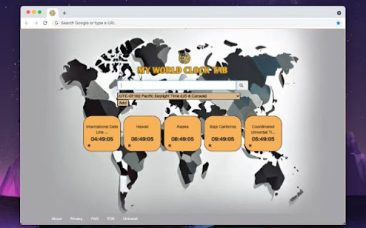 My World Clock Tab  from Chrome web store to be run with OffiDocs Chromium online