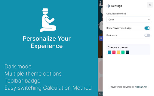 NamazTime (Prayer Times)  from Chrome web store to be run with OffiDocs Chromium online