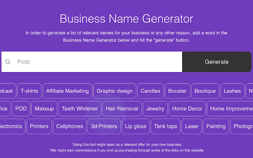 Name Fatso Business Name Generator  from Chrome web store to be run with OffiDocs Chromium online