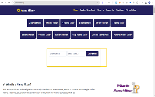 Name Mixer from Chrome web store to be run with OffiDocs Chromium online Name Mixer from Chrome web store to be run with OffiDocs Chromium online
