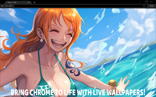 Nami Smiling Ocean Wave One Piece Live Wallpaper  from Chrome web store to be run with OffiDocs Chromium online