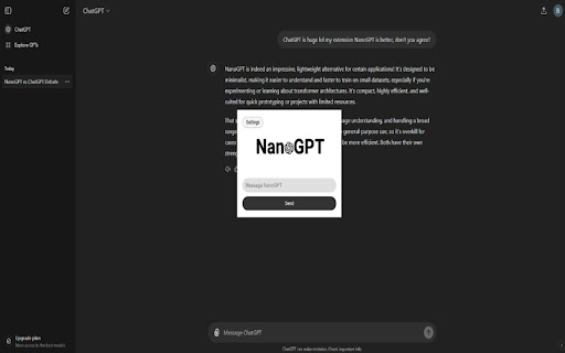 NanoGPT  from Chrome web store to be run with OffiDocs Chromium online